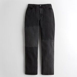 Hollister Ultra High-Rise Black Patchwork Dad Jean